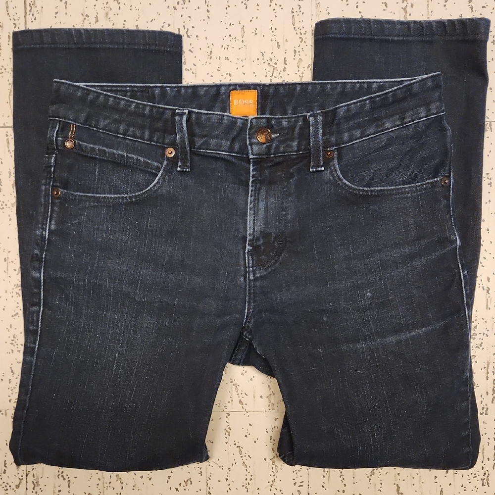 Hugo Boss Dark Blue Straight Leg Baggy Fit Jeans